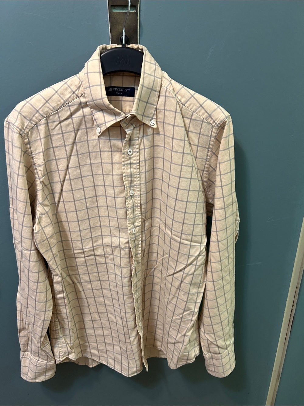 Classic Check Button-Down Shirt in Light Beige